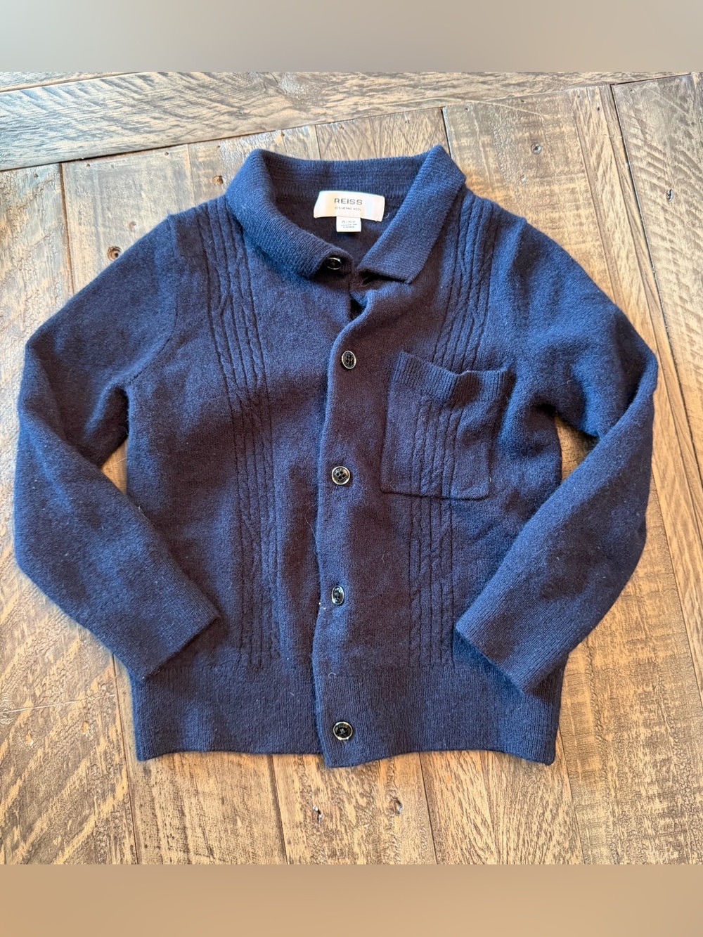 Reiss Navy Wool button front cardigan 4-5 years